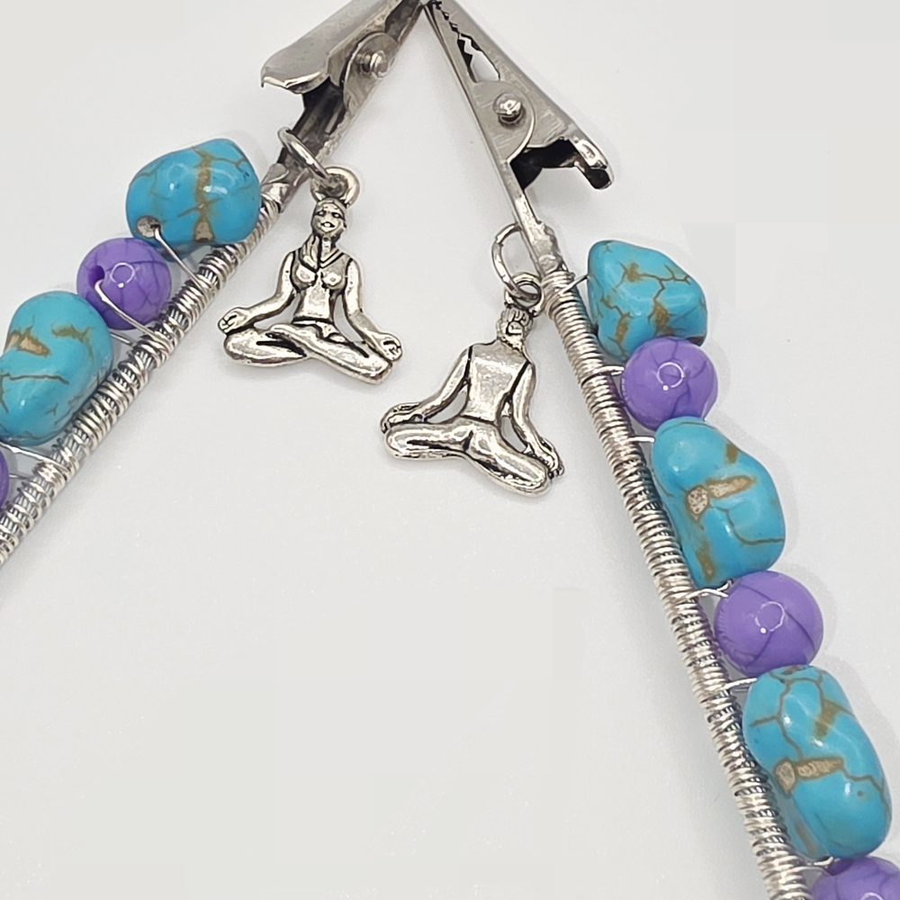 Turqoise And Purple Yoga Girl Roach Clip